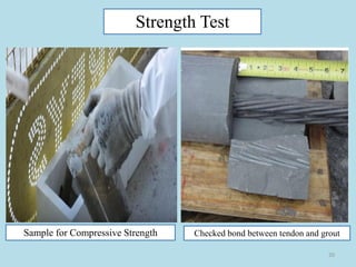 20
Strength Test
Sample for Compressive Strength Checked bond between tendon and grout
 