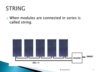  When modules are connected in series is
called string.
4By Soumya Das
 