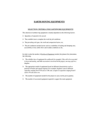 Construction plant and equipment notes