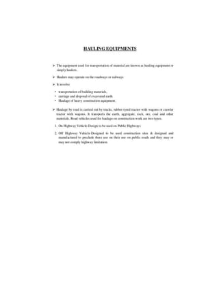 Construction plant and equipment notes