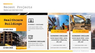 24
Construction Presentation
Recent Projects
Replace your short text in here
22 NOV 2018
22 NOV 2018
22 NOV 2018 22 NOV 2018
Healthcare
Buildings ECONOMIC CIRCULARE
Lorem ipsum dolor amet,
consectetuer adipiscing elit,
sed
ECONOMIC CIRCULARE
Lorem ipsum dolor amet,
consectetuer adipiscing elit,
sed
ECONOMIC CIRCULARE
Lorem ipsum dolor amet,
consectetuer adipiscing
elit, sed
• Lorem ipsum dolor amet,
Lorem ipsum dolor am consectetuer
ECONOMIC CIRCULARE
Lorem ipsum dolor amet,
consectetuer adipiscing
elit, sed
• Lorem ipsum dolor amet,
Lorem ipsum dolor am consectetuer
 