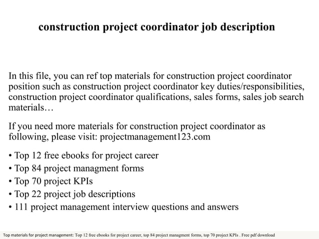 Construction Project Coordinator
