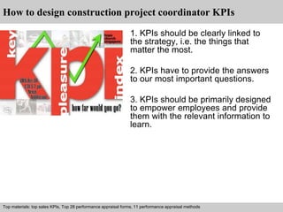 Construction project coordinator kpi