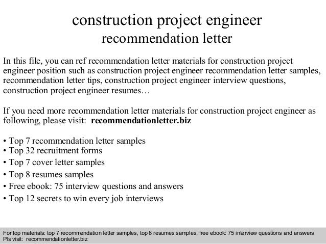 construction project engineer recommendation letter letter of recommendation for civil engineer