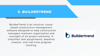 10 Best Construction Project Management Software For 2024 | PDF