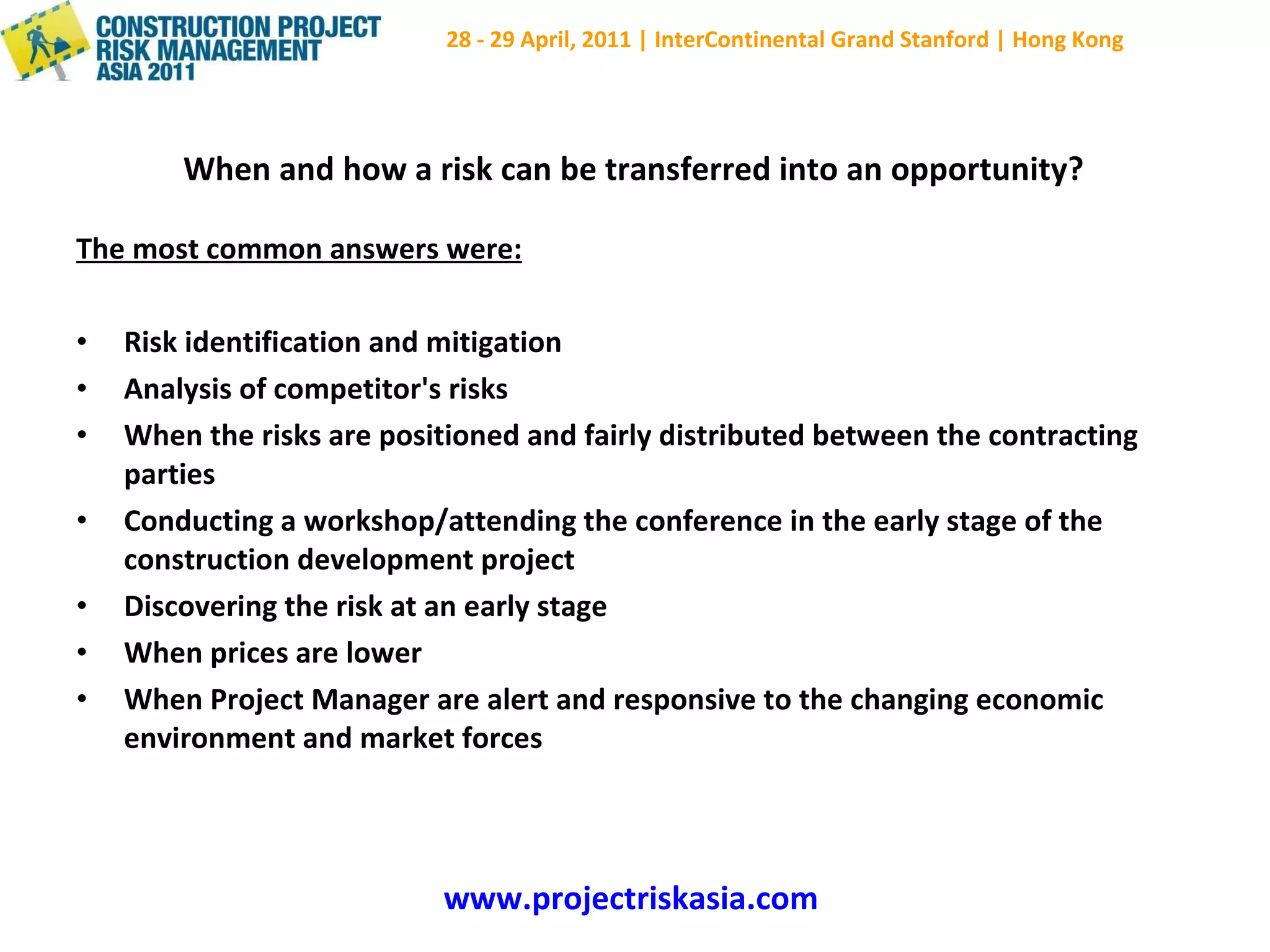 Construction project risk management | PPT