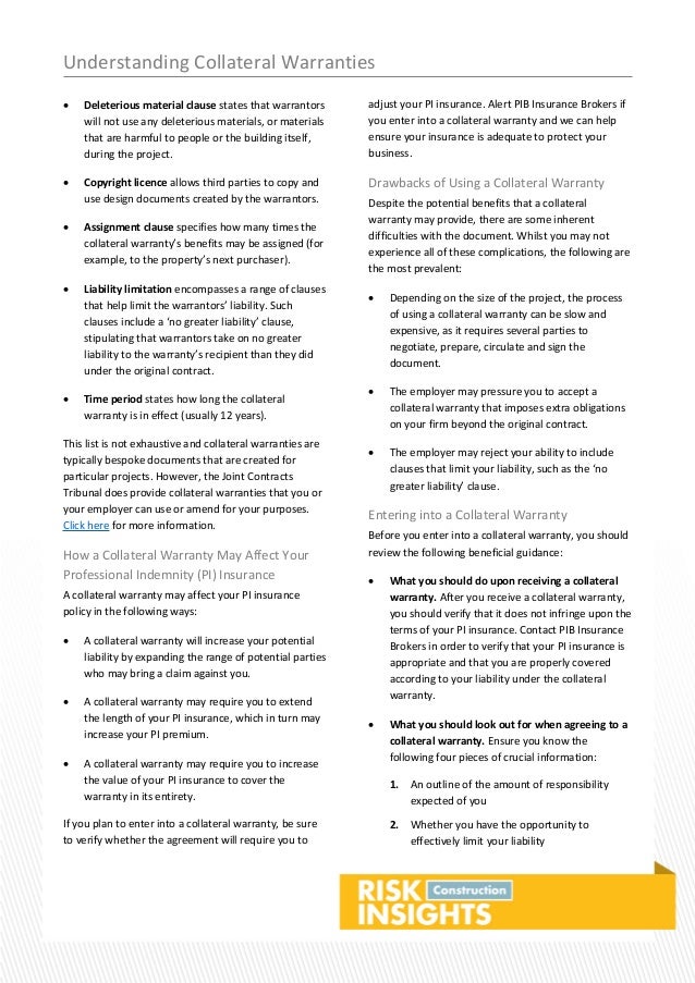 Construction risk insights understanding collateral warranties