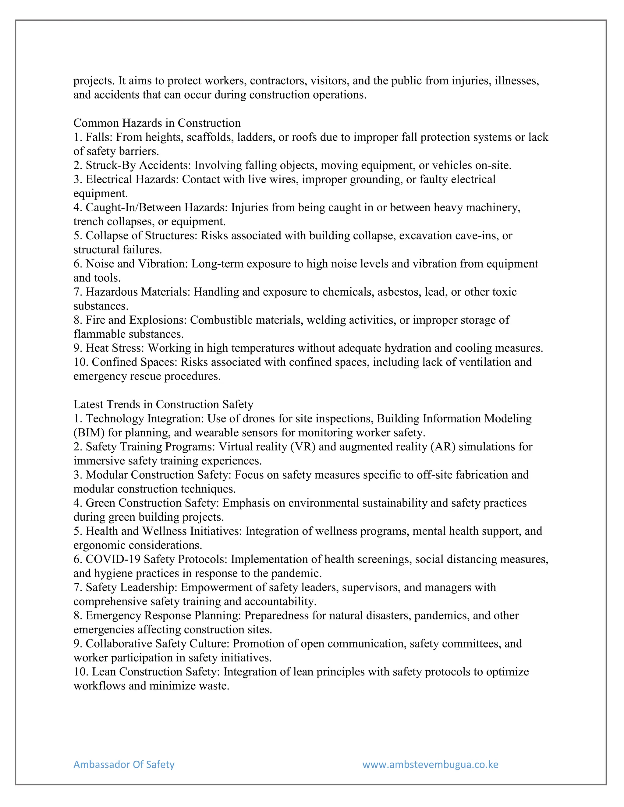 Construction Safety Measures By Amb Steve Mbugua | PDF