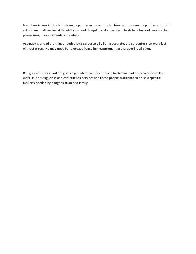 construction services carpentry and the duties of a carpenter duties of a carpenter