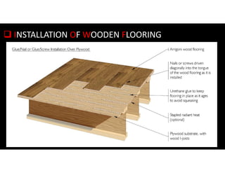  INSTALLATION OF WOODEN FLOORING
 
