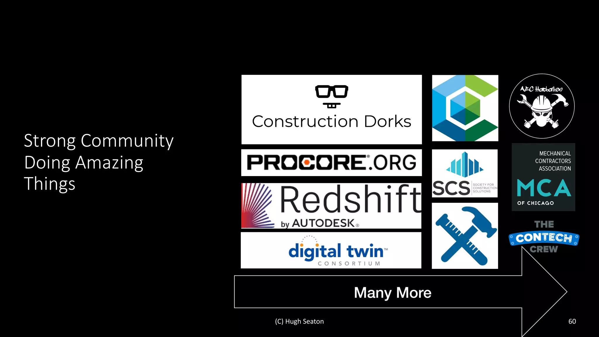 Strong Community
Doing Amazing
Things
60
Many More
(C) Hugh Seaton
 