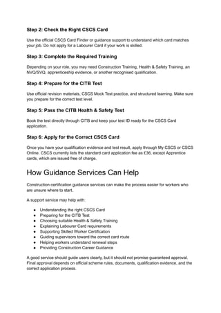 CSCS Card and CITB Test Guide for UK Workers | PDF