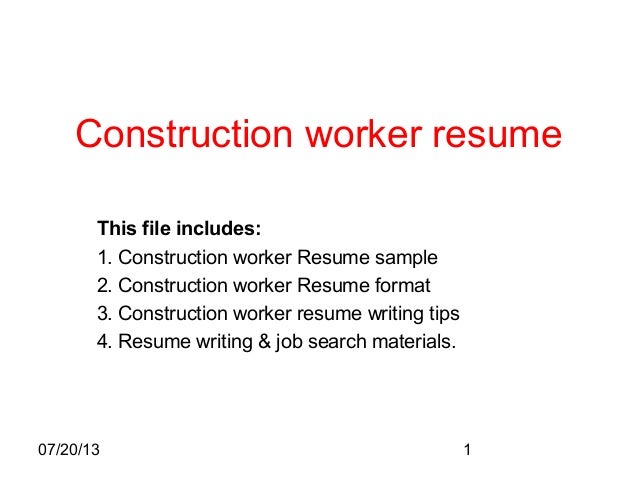 Construction laborer resume examples