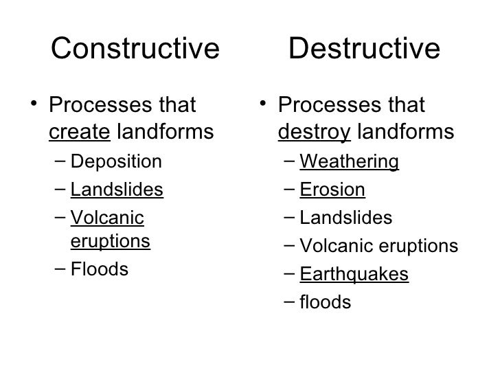 In what ways are volcanoes a constructive force?