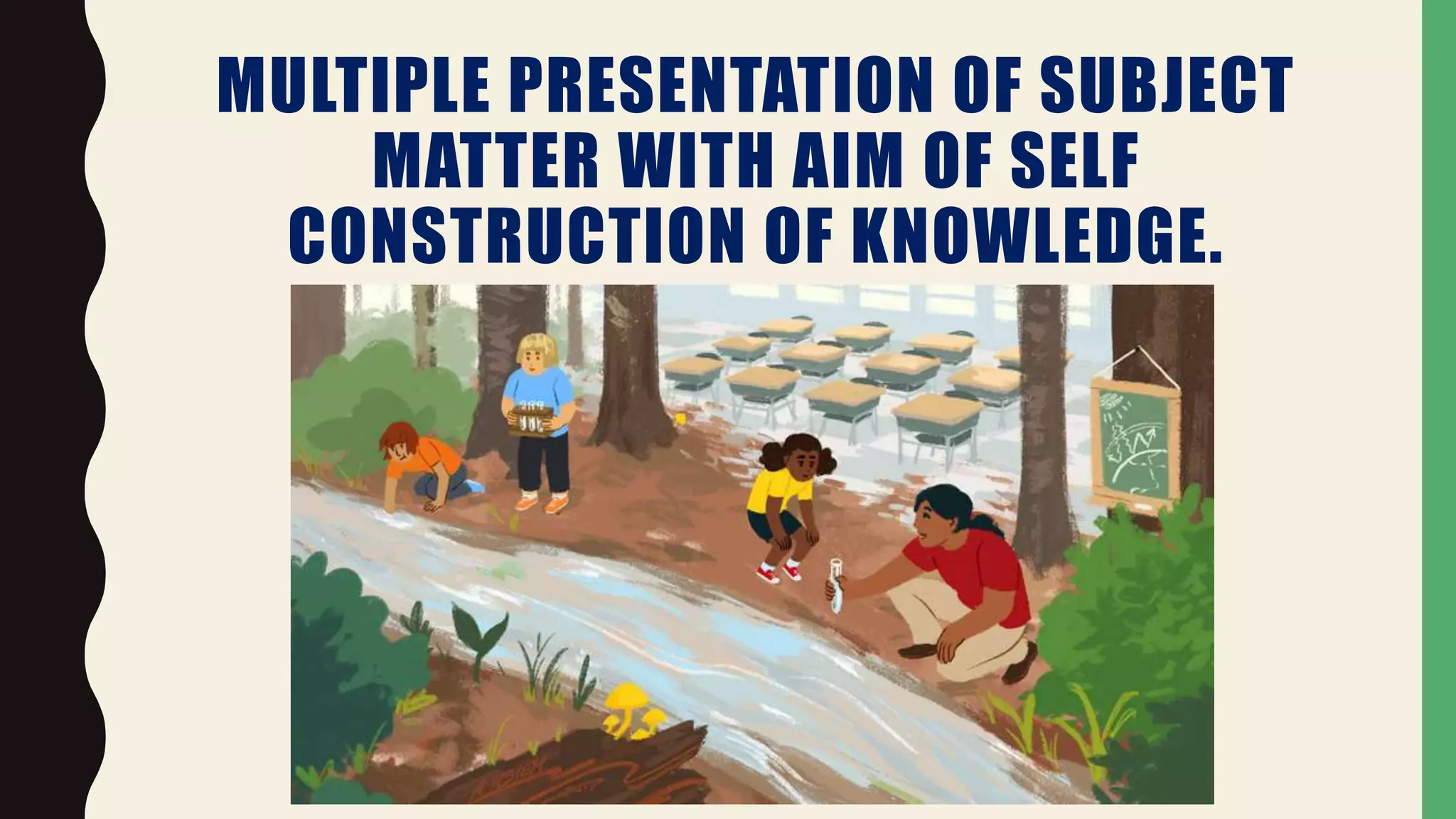 MULTIPLE PRESENTATION OF SUBJECT
MATTER WITH AIM OF SELF
CONSTRUCTION OF KNOWLEDGE.
 