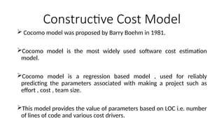 Constructive Cost Model.pptx presentation for software Engineering | PPT