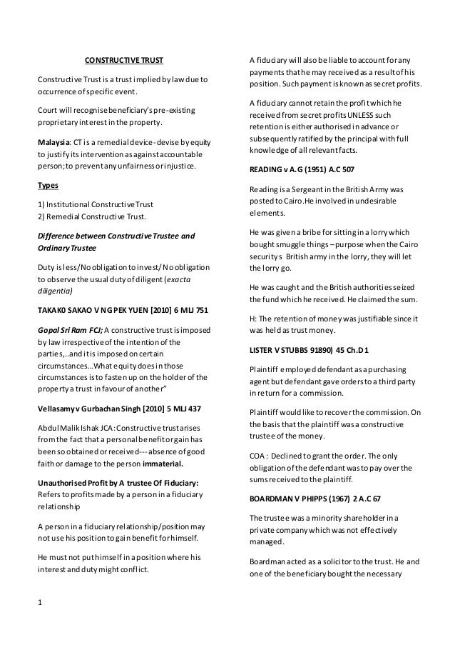 Constructive trust (short notes)