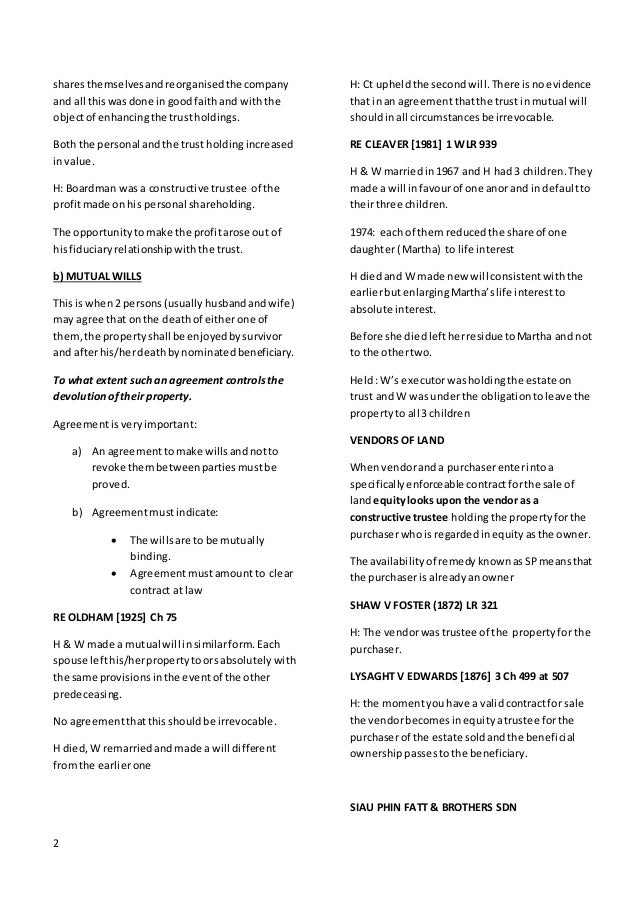 Constructive trust (short notes)