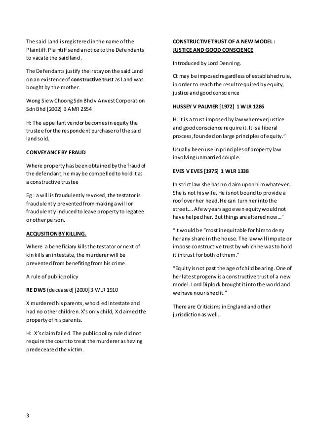 Constructive trust (short notes)
