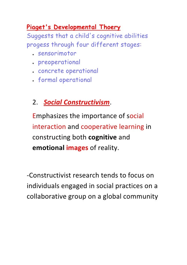 cognitive constructivism piaget
