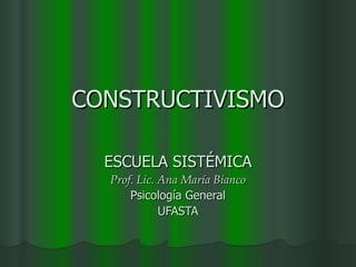 CONSTRUCTIVISMO ESCUELA SISTÉMICA Prof. Lic. Ana María Bianco Psicología General UFASTA 