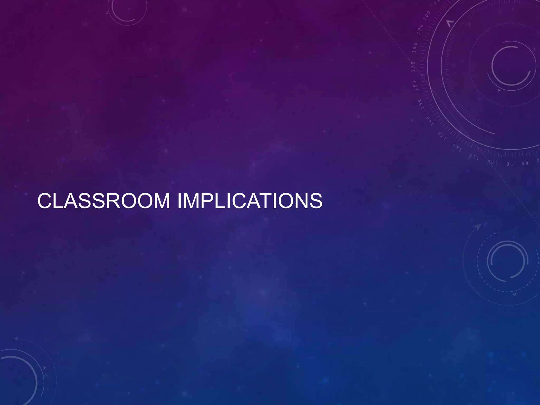 CLASSROOM IMPLICATIONS

 