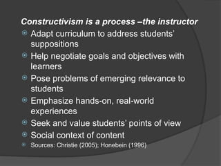 Constructivist Curriculum Constructivist teaching methods IN EAPP............... | PPTX