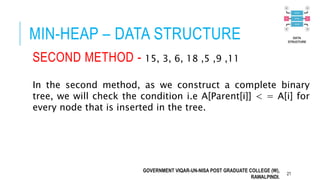 Construct min heap from the given sequence | PPTX