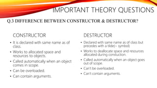 Constructor & destructor based question- cbse cs class 12th | PPTX
