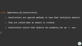 Constructor In Java | Object Oriented Programming | PPT