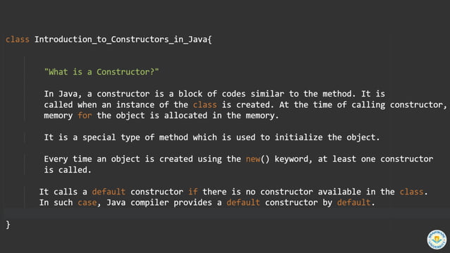 Constructor In Java | Object Oriented Programming | PPTX