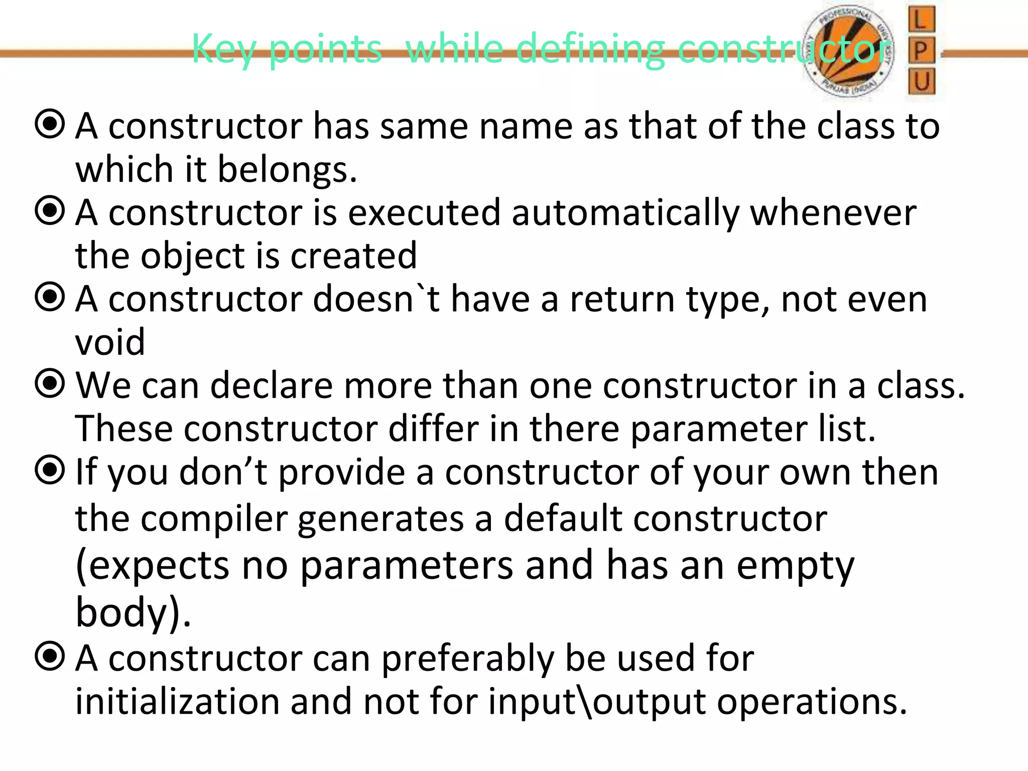 Constructor and destructor in C++ | PPT