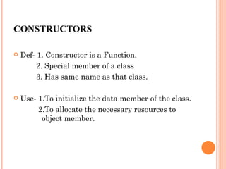 Constructor destructor slides | PPT | Programming Languages | Computing