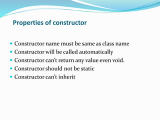 Constructor in java | PPTX | Programming Languages | Computing