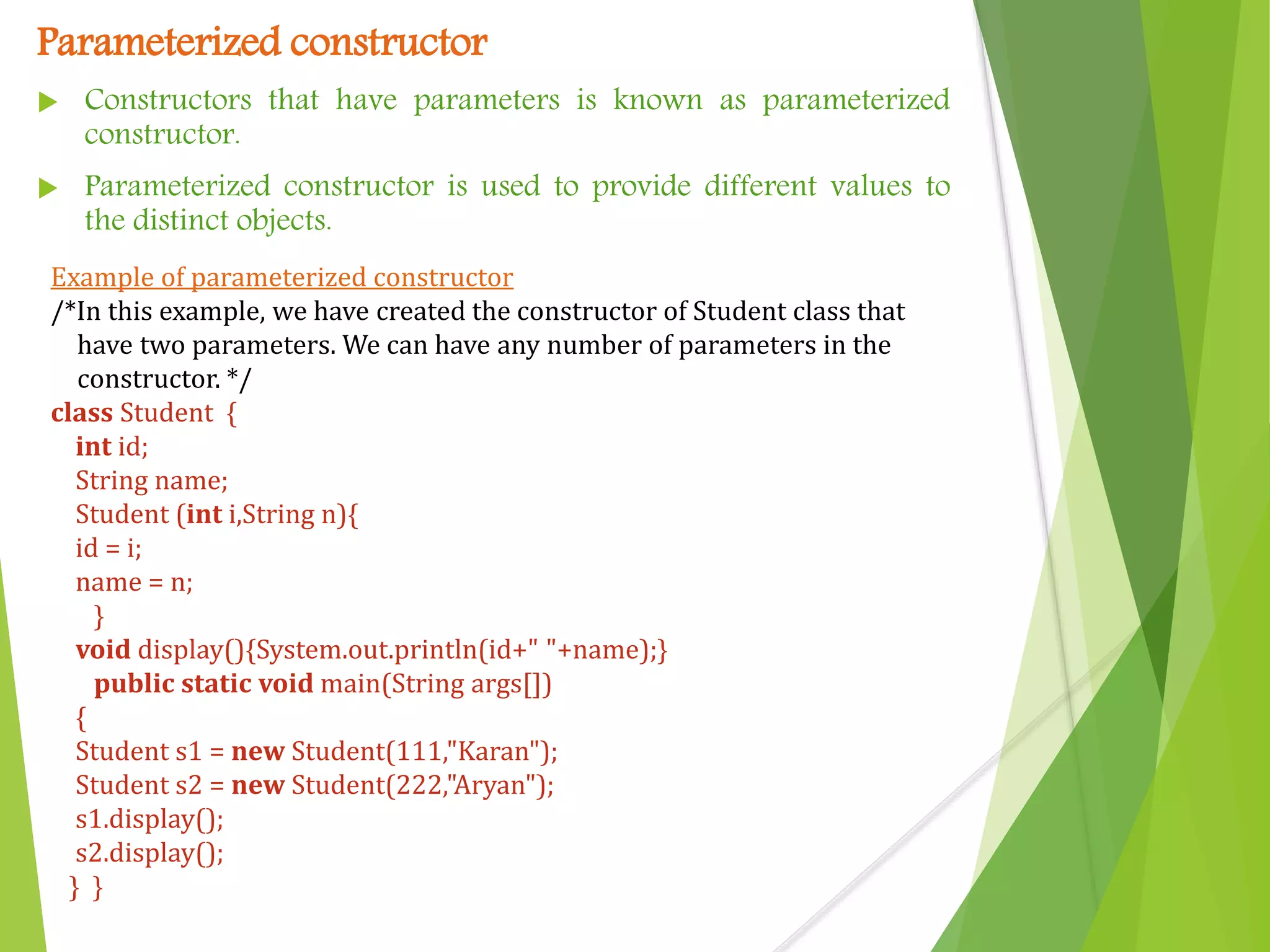 Constructor in java | PPTX | Programming Languages | Computing