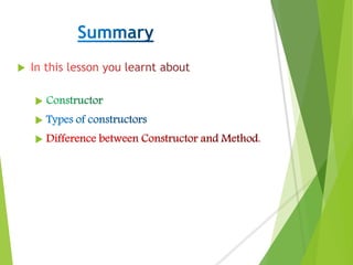 Constructor in java | PPTX | Programming Languages | Computing