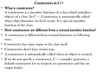 Constructors c++ for computer engineering students | PPTX