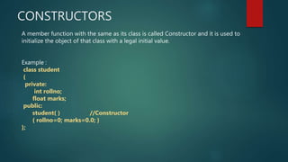 Constructors and destructors | PPTX | Programming Languages | Computing