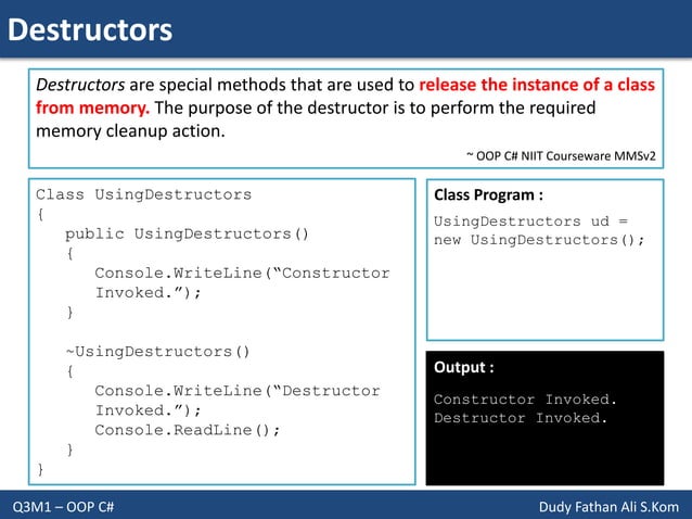 Object Oriented Programming - Constructors & Destructors | PPT