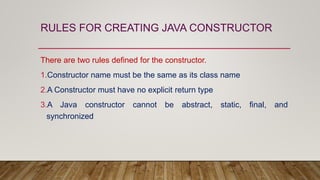 Constructors in java | PPTX