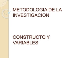 CONSTRUCTO Y
VARIABLES
METODOLOGIA DE LA
INVESTIGACION
 