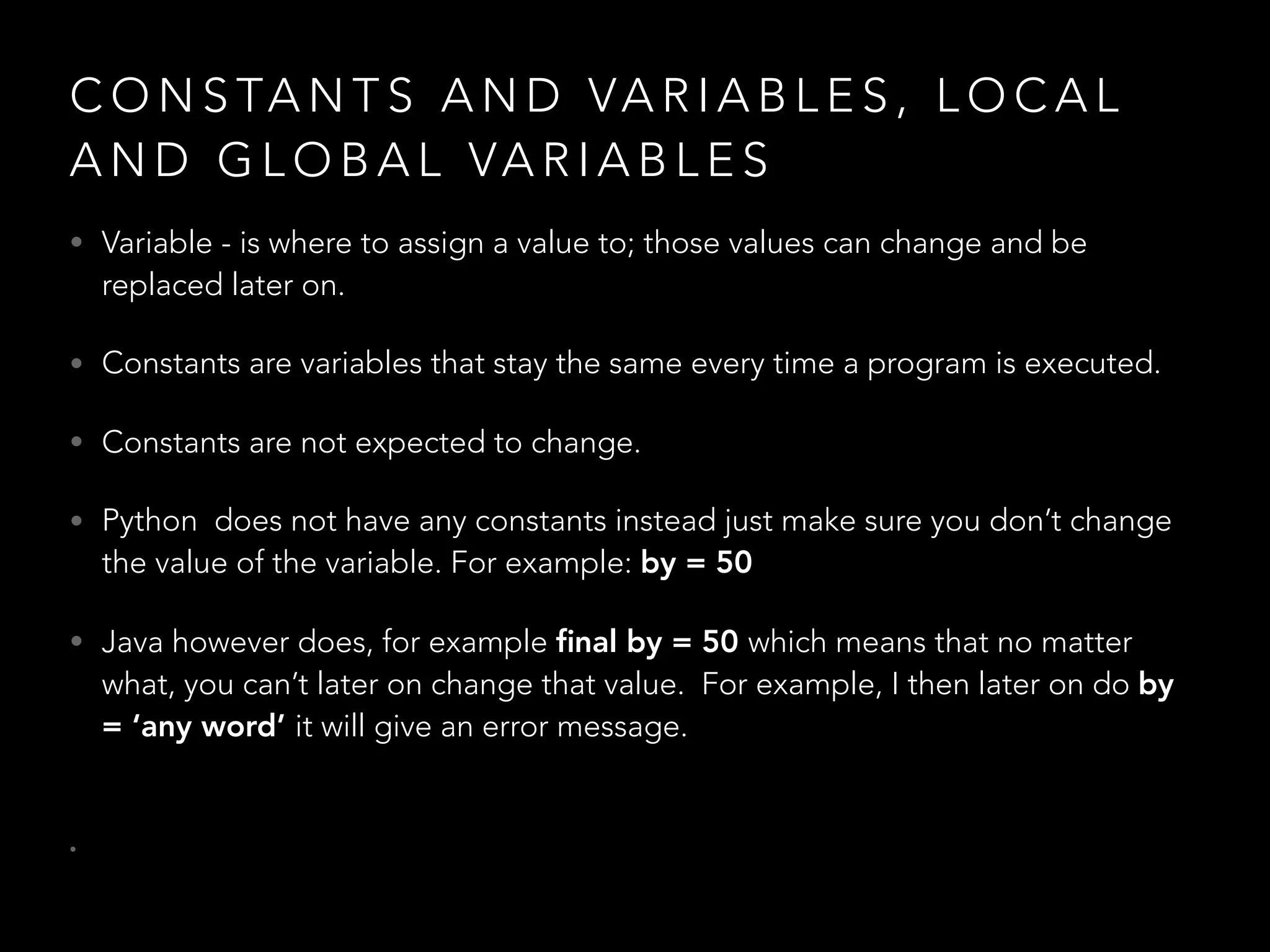 Constructs and techniques and their implementation in different ...