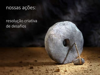 resolução criativa
de desafios
nossas ações:
 