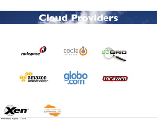 Cloud Providers




Wednesday, August 11, 2010
 