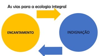 As vias para a ecologia integral
ENCANTAMENTO INDIGNAÇÃO
 