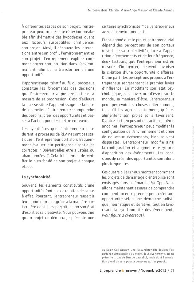 Construire Et Developper Une Opportunite Eutrepreneuriale Par La De