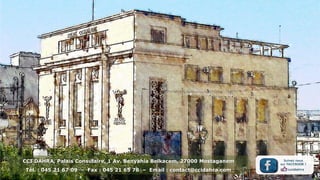 CCI DAHRA, Palais Consulaire, 1 Av. Benyahia Belkacem, 27000 Mostaganem
 Tél. : 045 21 67 09 – Fax : 045 21 65 78 – Email : contact@ccidahra.com
 