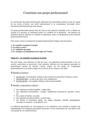 Construire Son Projet Professionnel