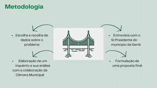 Metodologia
Escolha e recolha de
dados sobre o
problema
Elaboração de um
inquérito e sua análise
com a colaboração da
Câmara Municipal
Entrevista com o
Sr.Presidente do
municipio da Sertã
Formulação de
uma proposta final
 