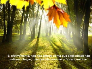 Texto Matriz




E, efetivamente, não nos damos conta que a felicidade não
 está em chegar, mas que ela mora no próprio caminhar.
 